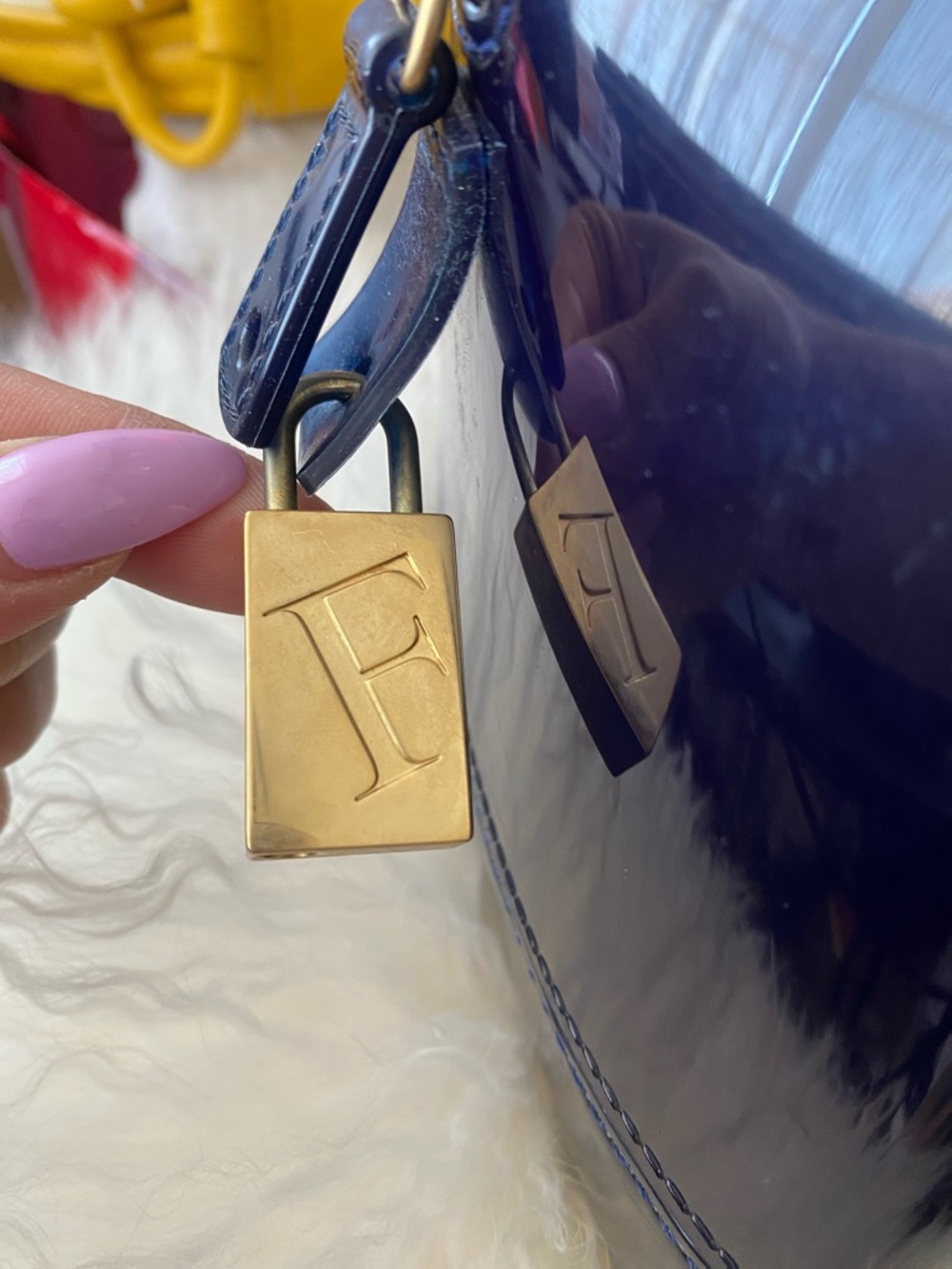 FURLA Candy Bag Glossy Patent Satchel in Navy Blue 💙 - Picture 3 of 13